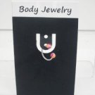 18 Gauge Horseshoe Ring Orange Pink Acrylic Basketball Lip Body Piercing Jewelry