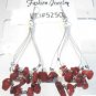 Red Natural Stone Chips Dangle Teardrop Earrings