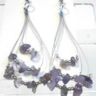 Purple Natural Stone Chips Dangle Teardrop Earrings