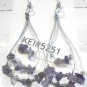 Purple Natural Stone Chips Dangle Teardrop Earrings