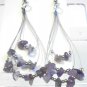 Purple Natural Stone Chips Dangle Teardrop Earrings