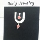 18 Gauge Red White Spike Eyebrow Bar Ring Curved Barbell Body Piercing Jewelry