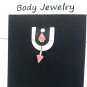 18 Gauge Red White Spike Eyebrow Bar Ring Curved Barbell Body Piercing Jewelry