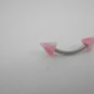 18 Gauge Pink White Spike Eyebrow Bar Ring Curved Barbell Body Piercing Jewelry