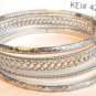 Set of 12 Bangle Bracelets Gold Textured Silver Tone Nice Variety