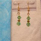 Gold Plated Peridot Green Swarovski Crystal Green Earrings