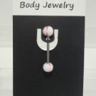 14 Gauge Pink Butterfly Ball Tongue Nipple Ring Barbell Body Piercing Jewelry