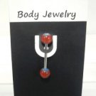 14 Gauge Blue Flower Red Ball Tongue Nipple Ring Barbell Body Piercing Jewelry