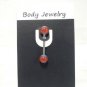 14 Gauge Blue Flower Red Ball Tongue Nipple Ring Barbell Body Piercing Jewelry