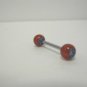 14 Gauge Blue Flower Red Ball Tongue Nipple Ring Barbell Body Piercing Jewelry