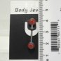 14 Gauge Blue Flower Red Ball Tongue Nipple Ring Barbell Body Piercing Jewelry