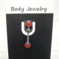 14 Gauge Blue Flower Red Ball Tongue Nipple Ring Barbell Body Piercing Jewelry