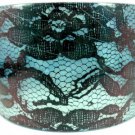 Blue Acrylic Bangle Bracelet Lace Pattern Wide Chunky Victorian Punk