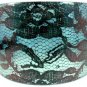 Blue Acrylic Bangle Bracelet Lace Pattern Wide Chunky Victorian Punk