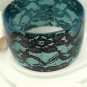Blue Acrylic Bangle Bracelet Lace Pattern Wide Chunky Victorian Punk