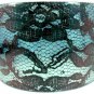 Blue Acrylic Bangle Bracelet Lace Pattern Wide Chunky Victorian Punk
