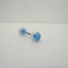 14 Gauge Blue Star Flower Ball Tongue Nipple Ring Barbell Body Piercing Jewelry