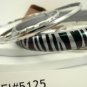 Silver Tiger Stripe Acrylic 4 Thin Silver Tone Bangle Bracelet Set