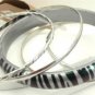 Silver Tiger Stripe Acrylic 4 Thin Silver Tone Bangle Bracelet Set