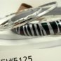 Silver Tiger Stripe Acrylic 4 Thin Silver Tone Bangle Bracelet Set