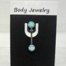 14 Gauge Green Circles Ball Tongue Nipple Ring Barbell Body Piercing Jewelry