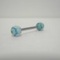14 Gauge Green Circles Ball Tongue Nipple Ring Barbell Body Piercing Jewelry
