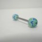 14 Gauge Green Circles Ball Tongue Nipple Ring Barbell Body Piercing Jewelry