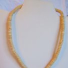 Beige Tan Cream Colored Shell Leather Choker Necklace