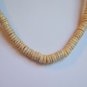 Beige Tan Cream Colored Shell Leather Choker Necklace