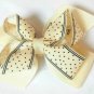 Cream Dark Blue Polka Dot Hair Bows Alligator Clip Barrette