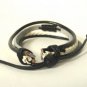 Wrapped Leather Bracelet Surfer Wristband Ethnic Tribal Gray White Black
