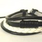 Wrapped Leather Bracelet Surfer Wristband Ethnic Tribal Gray White Black