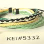 Wrapped Leather Bracelet Surfer Wristband Ethnic Tribal Yellow White Black