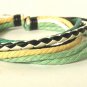 Wrapped Leather Bracelet Surfer Wristband Ethnic Tribal Yellow White Black