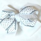 White Black Polka Dot Hair Bows Alligator Clip Barrette