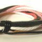 Wrapped Leather Bracelet Surfer Wristband Ethnic Tribal Red Pink White