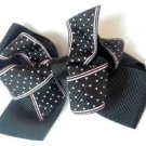 Black Pink Polka Dot Hair Bows Alligator Clip Barrette