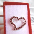 Red Stone Studded Heart Fashion Brooch Broach Pin in Matching Case