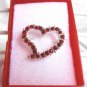 Red Stone Studded Heart Fashion Brooch Broach Pin in Matching Case