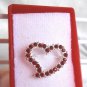 Red Stone Studded Heart Fashion Brooch Broach Pin in Matching Case