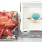 Blue Cats Eye Rhinestone Bunny Rabbit Bow Tie Gold Tone Ring Gift Box Included