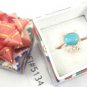 Blue Cats Eye Rhinestone Bunny Rabbit Bow Tie Gold Tone Ring Gift Box Included