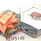 Coral Black White Natural Stone Gemstone Silver Tone Ring Gift Box Included Xmas