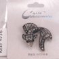 Cast Antique Silver Color Fish Broach Pin Brooch Clear Crystal Stones