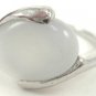 White Natural Smooth Stone Gemstone Silver Tone Ring Gift Box Included Xmas