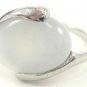 White Natural Smooth Stone Gemstone Silver Tone Ring Gift Box Included Xmas
