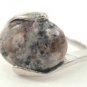 Gray White Natural Smooth Stone Gemstone Silver Tone Ring Gift Box Included Xmas
