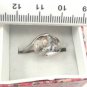 Gray White Natural Smooth Stone Gemstone Silver Tone Ring Gift Box Included Xmas