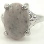 Gray Natural Smooth Stone Gemstone Silver Tone Ring Gift Box Included Christmas