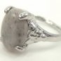 Gray Natural Smooth Stone Gemstone Silver Tone Ring Gift Box Included Christmas